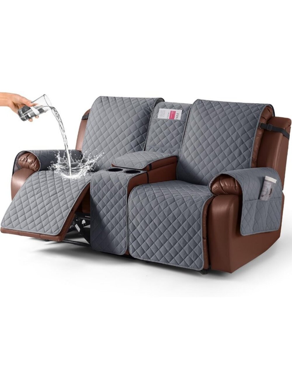 Waterproof Recliner Loveseat Cover, Non-Slip 2-Seat Sofa Protector for Kids